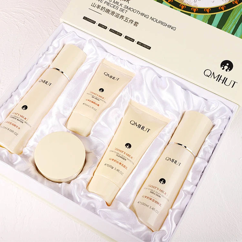 Beauty Goat Milk Facial Skin Care Sets Day Cream Lotion Facial Cleanser Anti Aging Repair Whitening Skin Care Set