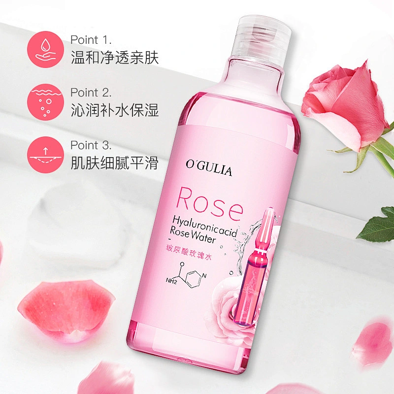 Private label Hyaluronic acid rosewater bulk face serum natural organic pure rose water toner
