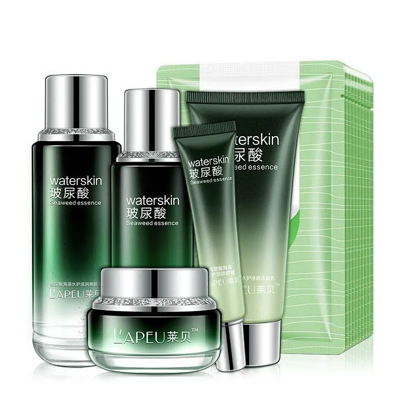 OEM Cosmetic factory Hydrating and Whitening Seaweed hyaluronic acid skin care sets for face