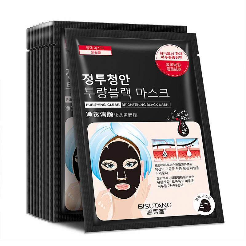 OEM Face Care Korean Fashion Black Face Mask Sheet Pore Deep Nourishing Bamboo Charcoal Facial Mask