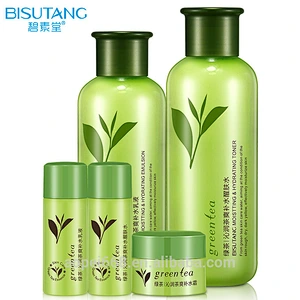 Customer brand herbal extract green tea skin care whitening face care set with 6 pcs