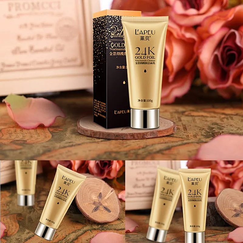 ODM/OEM/OBM 24k gold NIACINAMIDE moisturizing face cleanser face wash facial cleanser deep whitening clean face