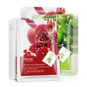 OEM Custom korean whitening face mask pack organic red pomegranate olive tencel facial mask sheet