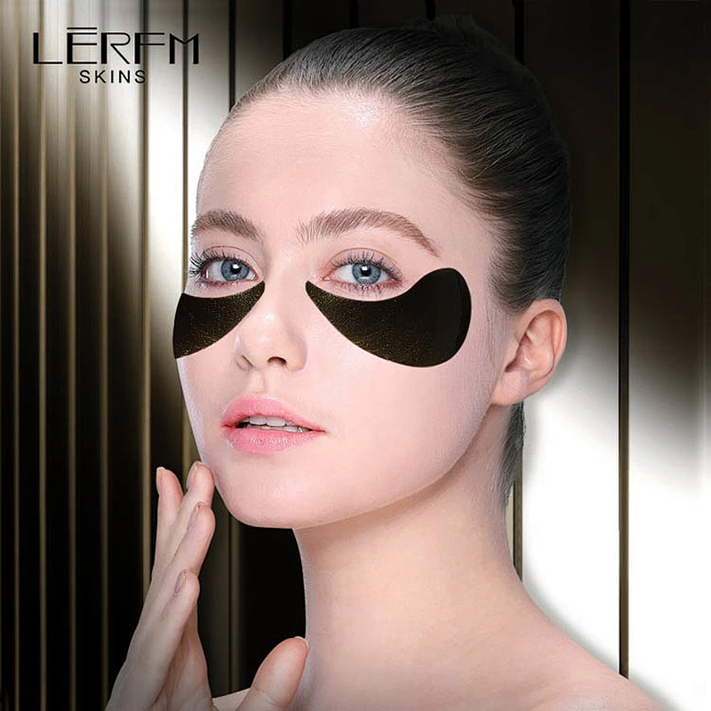 Privae label remove dark circle patches soothing black pearl Caviar collagen crystal eye mask