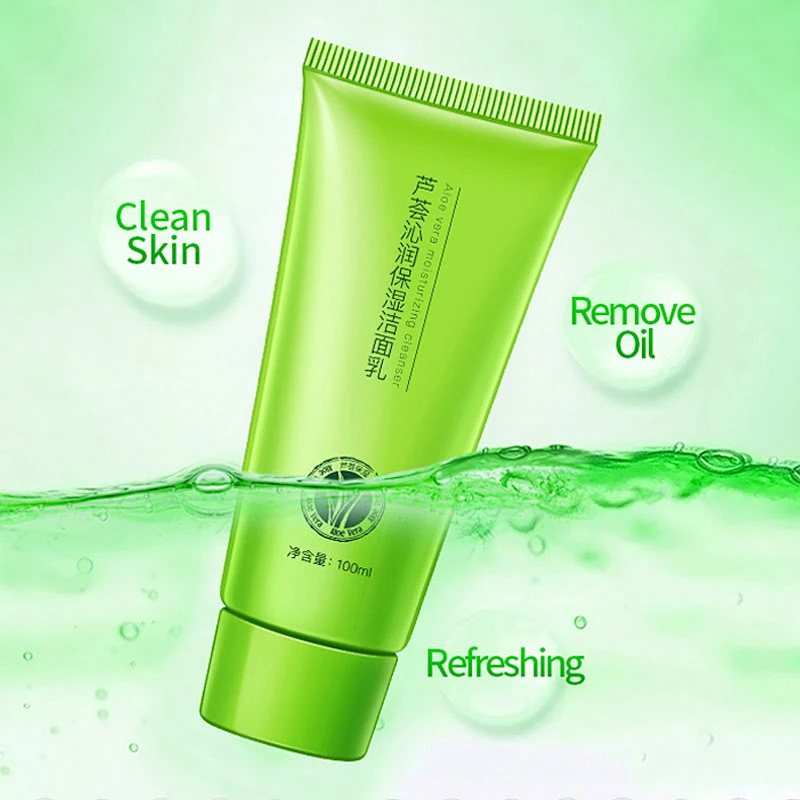 Acne treatment skin care face wash green tea face cleanser moisturizing aloe vera cleanser