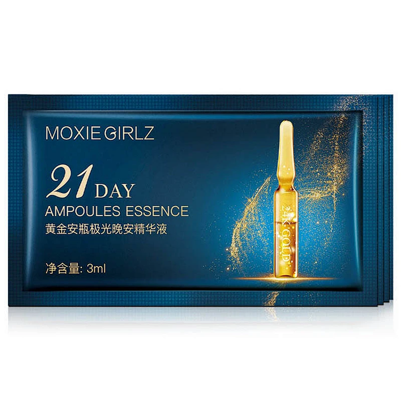 OEM Hyaluronic Acid Shrink Pores Essence 24k Gold Ampoule Anti Aging Repair Whitening Face Night Serum