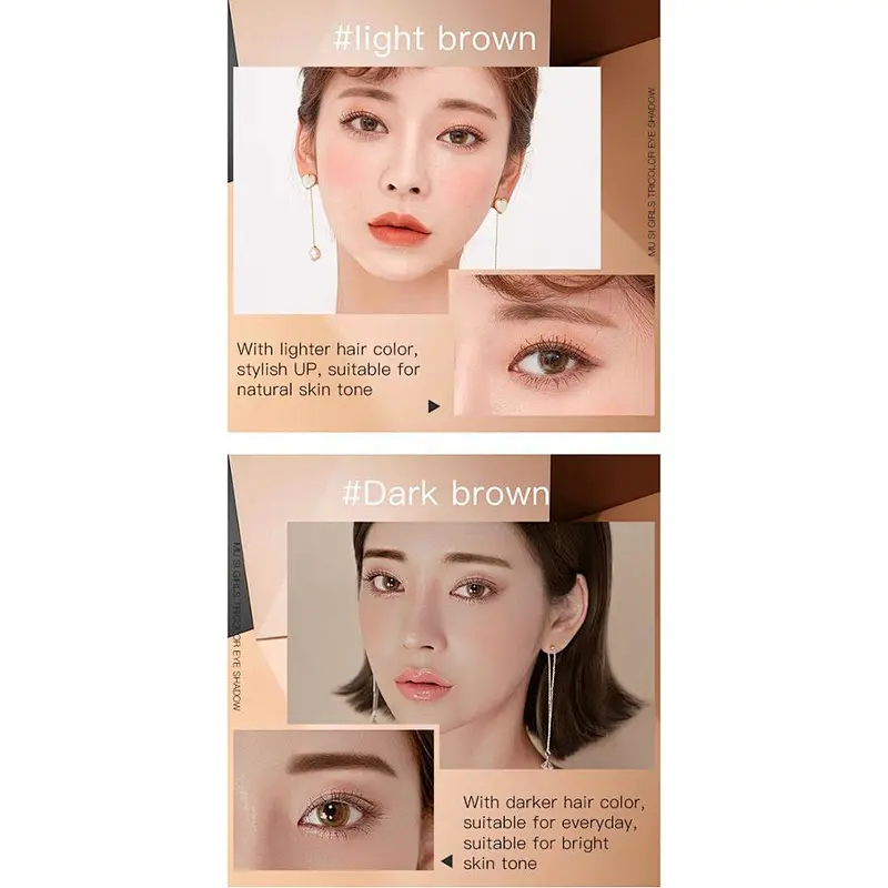OEM Wholesale custom label cosmetic 3 colors eyebrow powder kit with mirror and eyebrow brush
