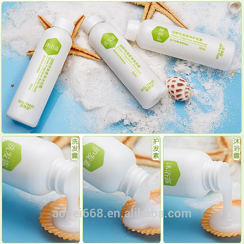 Customized perfumed body care travel set with 3 pcs silky conditioner for hair o 1 pchair care shampoo1pc shower gel 1 pc