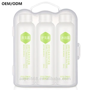 Customized perfumed body care travel set with 3 pcs silky conditioner for hair o 1 pchair care shampoo1pc shower gel 1 pc