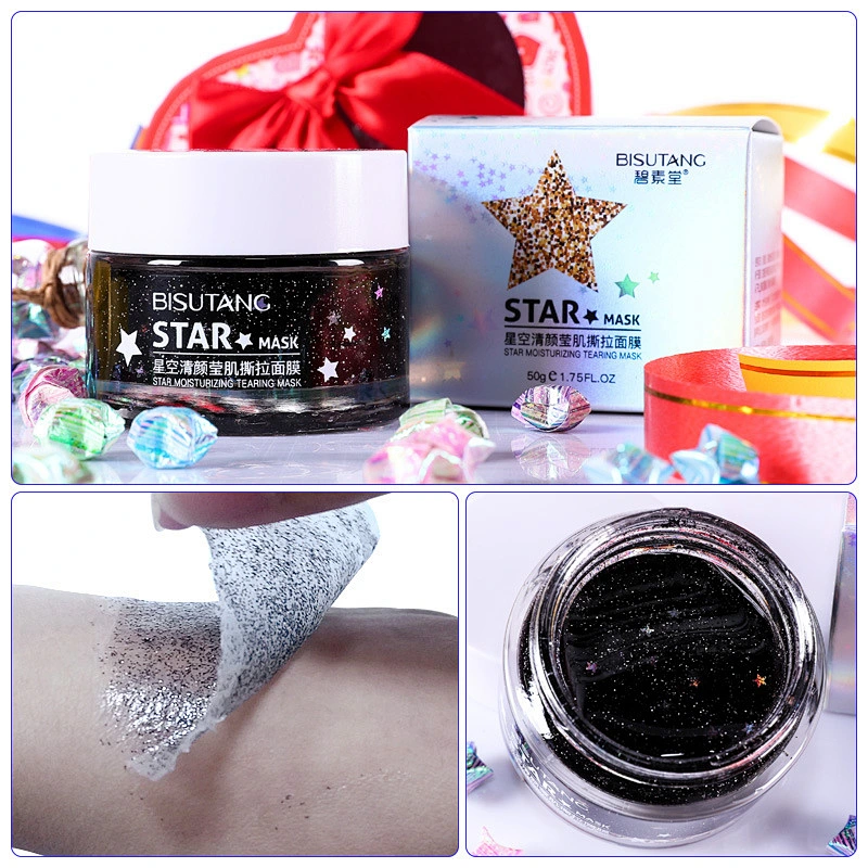 Private label black mud star mask peel off glitter face mask
