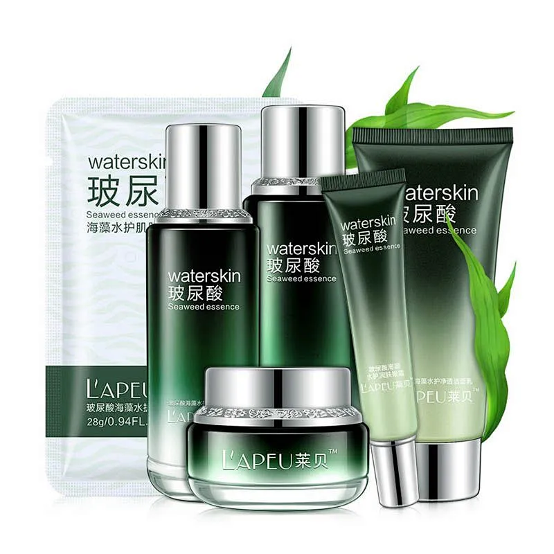 OEM Cosmetic factory Hydrating and Whitening Seaweed hyaluronic acid skin care sets for face