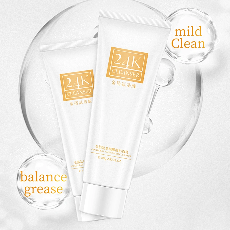 OEM 24k gold amino acid face cleanser deep cleanse face wash facial cleanser for dry skin