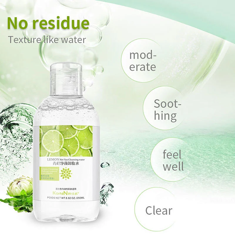 OEM Mild deep cleansing makeup removing water organic lemon makeup remover liquid for face care