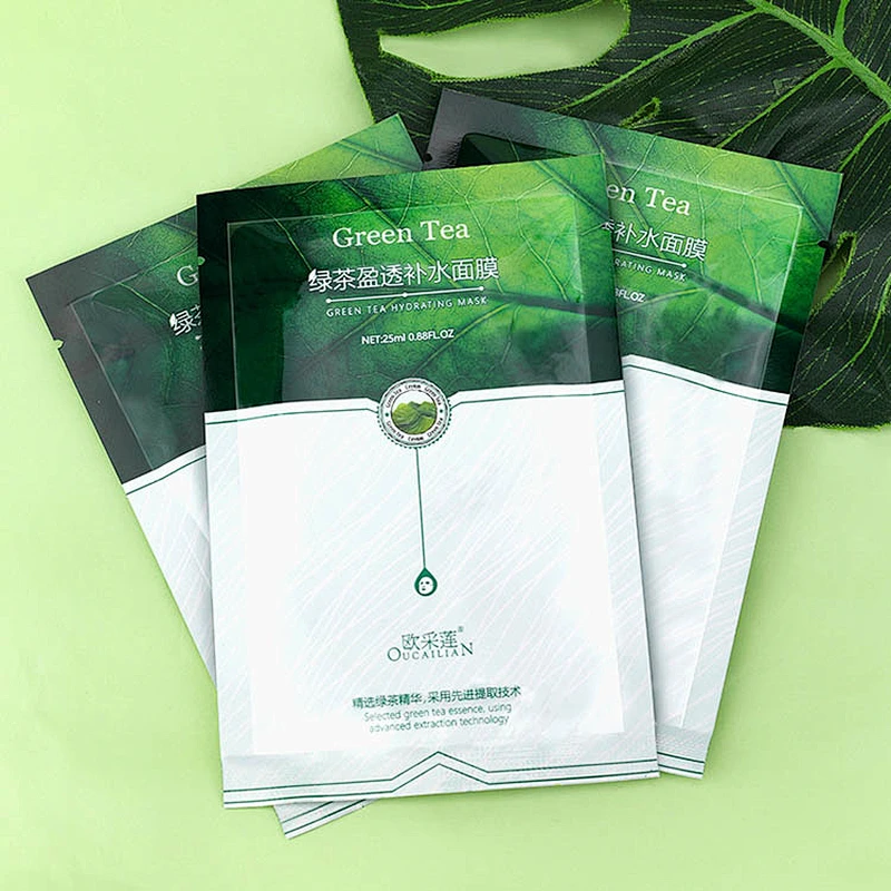 Private label custom detox facial mask cleans pores green tea face mask sheet