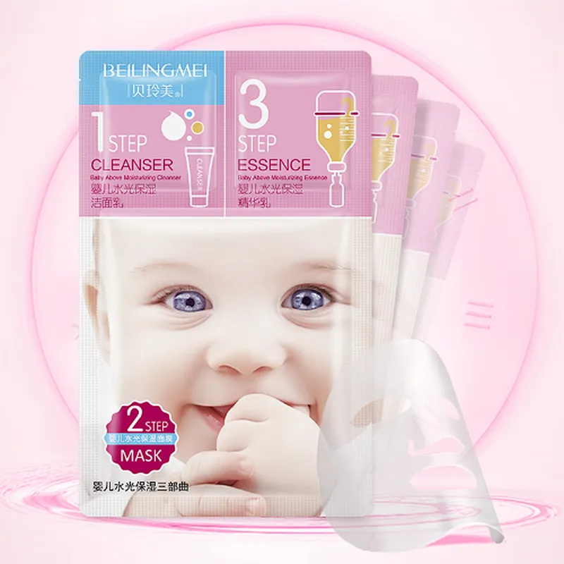 face cleanser, face mask, eye cream skin care baby skin hydrating moisture 3 step face mask pack