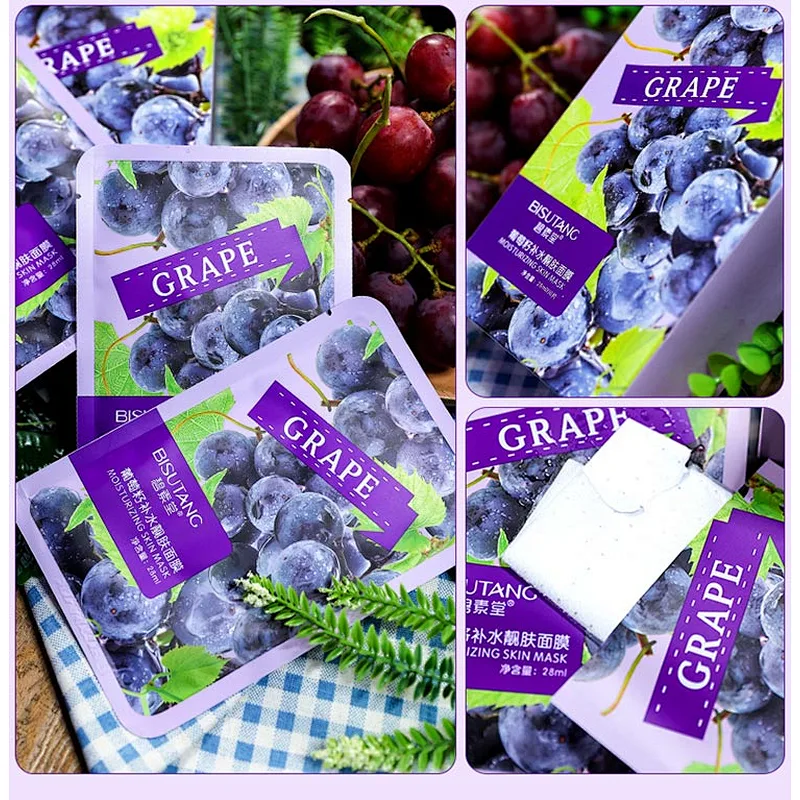 Private label collagen fruit extract moisturizing cherry grape avocado grapefruit sheet face mask