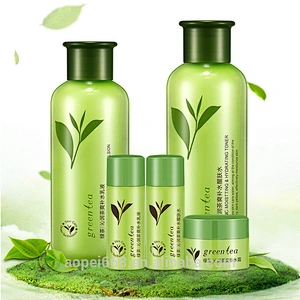Customer brand herbal extract green tea skin care whitening face care set with 6 pcs