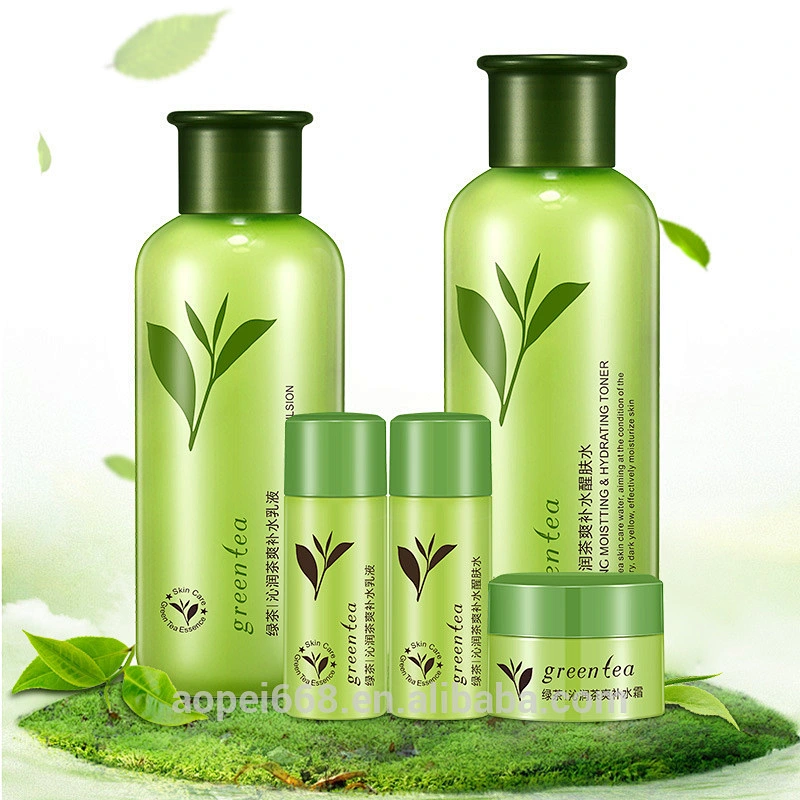Customer brand herbal extract green tea skin care whitening face care set with 6 pcs