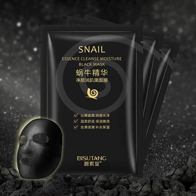 OEM Private label black mask whitening snail extract face sheet mask
