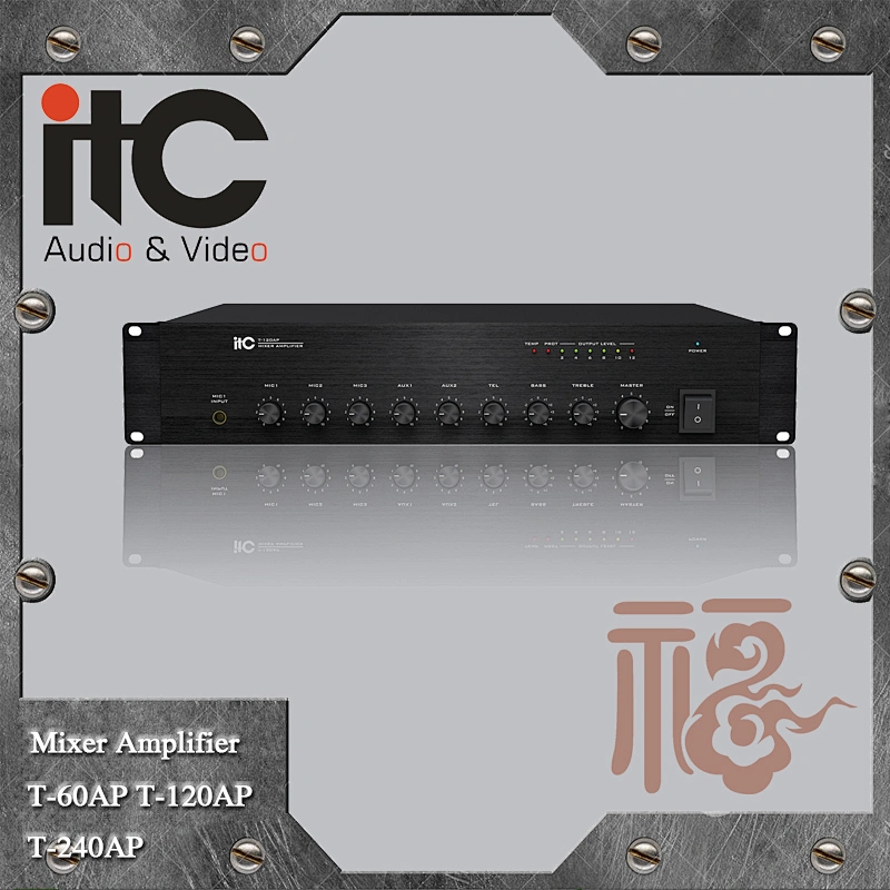 ITC AP Series 60W 120W 240W 2 Mic Input and 1 Line Input Mixer PA Amplifier 100 V