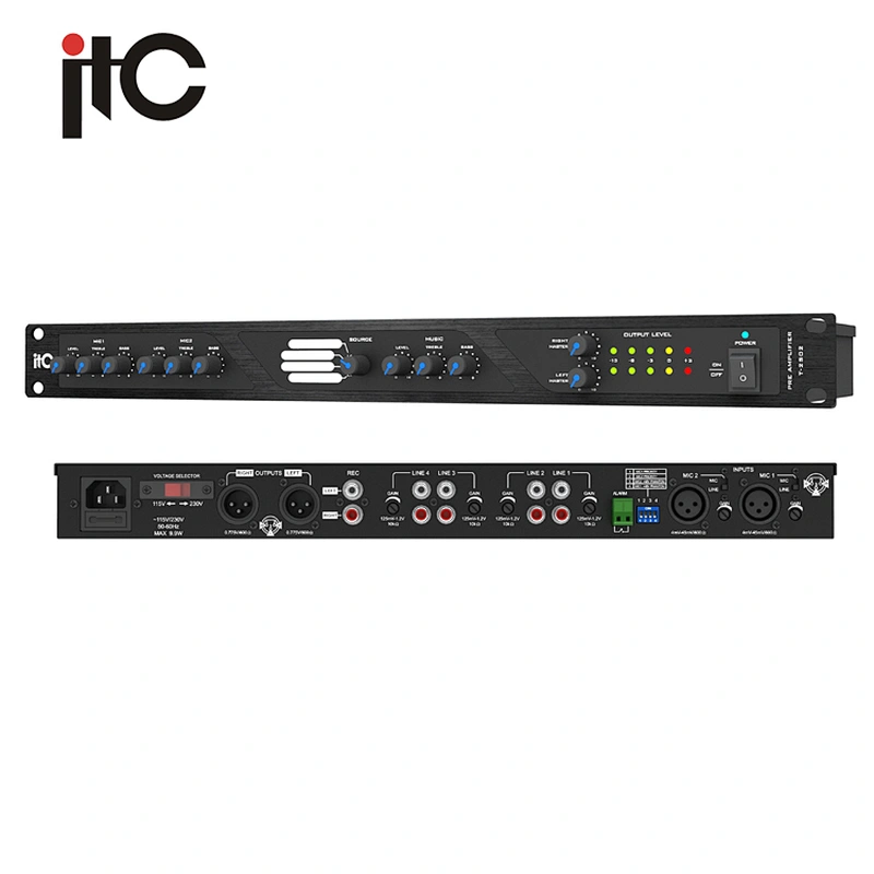 ITC T-2S02 Phono and Microphone Stereo Preamplifier with Alarm Input and REC