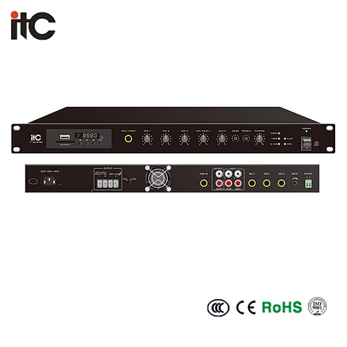 Professional Digital Mixer Power amplifier with MP3/Tuner/Bluetooth (Phone Jack Mic Input, with 24VDC)