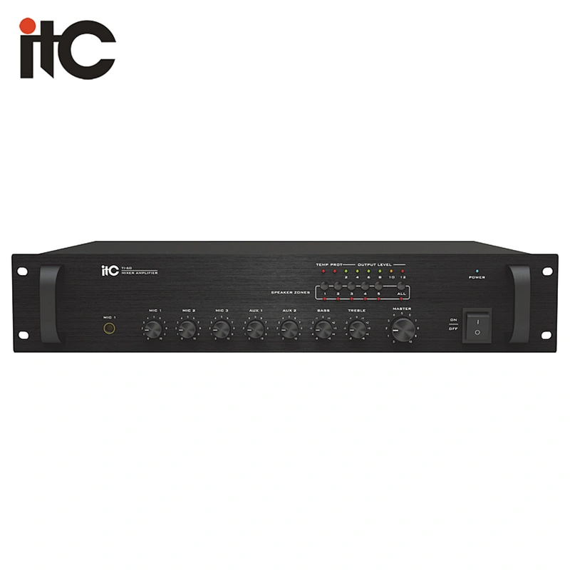ITC TI-60 Series Cost Effective PA System 5 Zone Mixer Amplifier