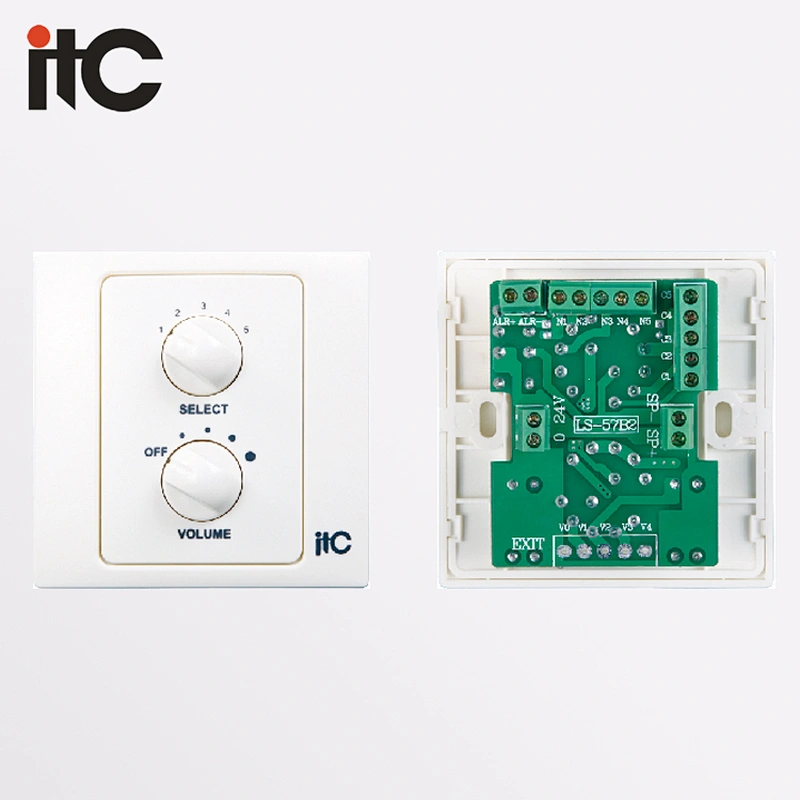 ITC T-6S/T-6FS Public Address System 5 Steps 6W Volume Control and Audio Source Selector
