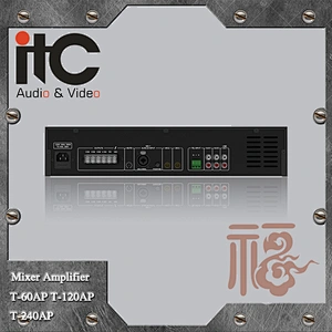 ITC AP Series 60W 120W 240W 2 Mic Input and 1 Line Input Mixer PA Amplifier 100 V