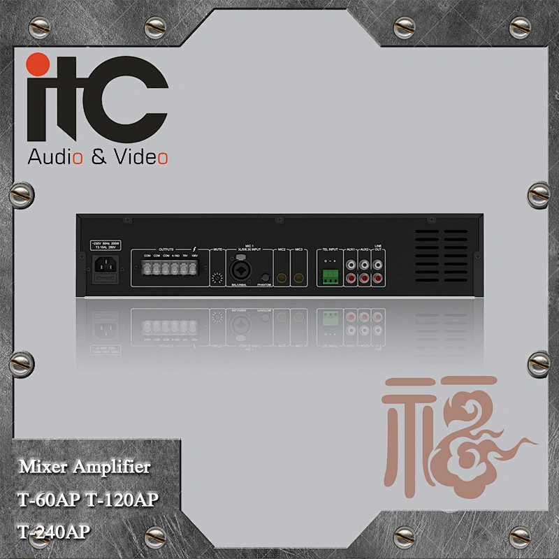 ITC AP Series 60W 120W 240W 2 Mic Input and 1 Line Input Mixer PA Amplifier 100 V