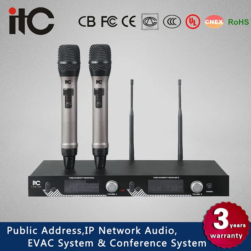 ITC UHF Double True Diversity Reception Classroom Sound System Handheld Microphone