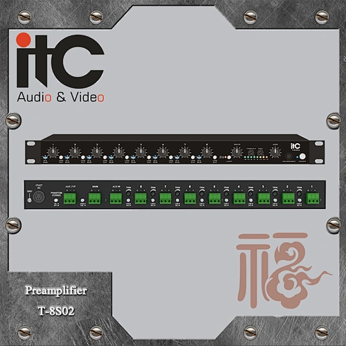 ITC T-8S02 8 Switchable Mic/Line Input 2 Output Phono Preamplifier Audio