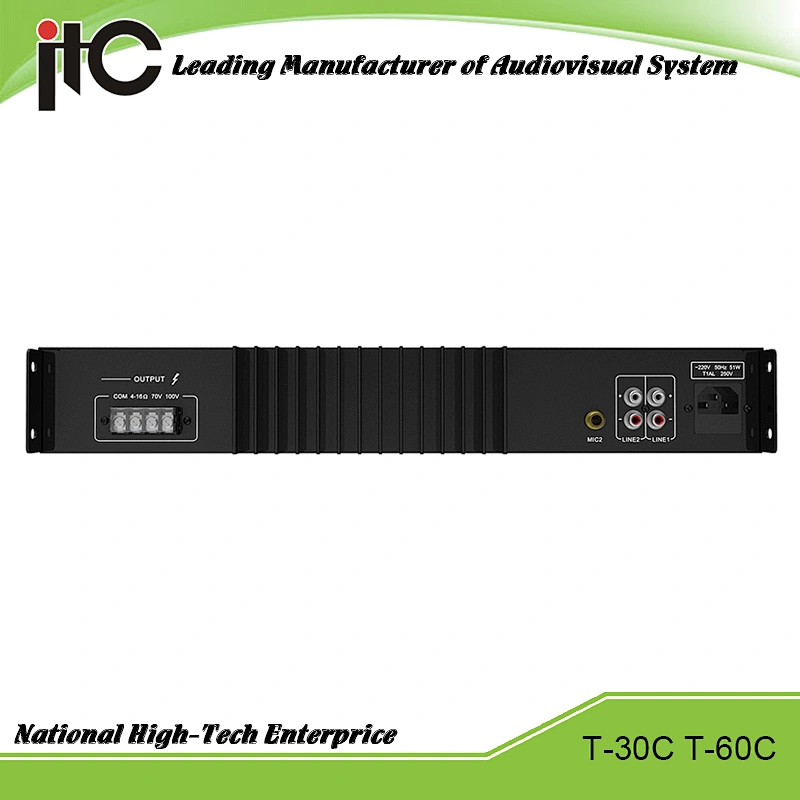 ITC T-30C Series Economical 30W 60W Support 2 Line and 2 Mic Input PA System Integrated Amplifier