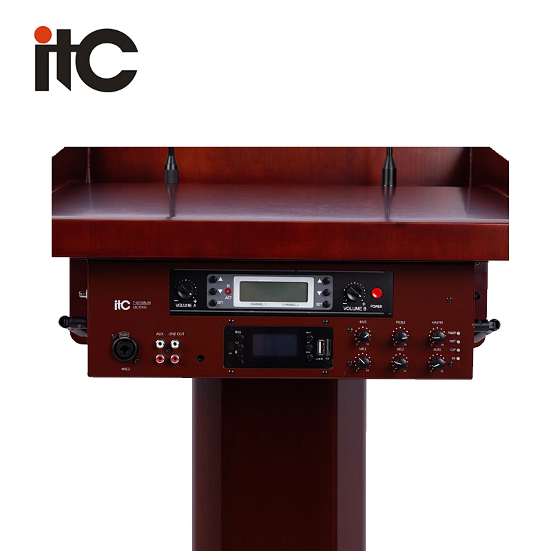 High-end Multifunctional Wooden Digital Podium Stand Speaker Lectern with Amplifier