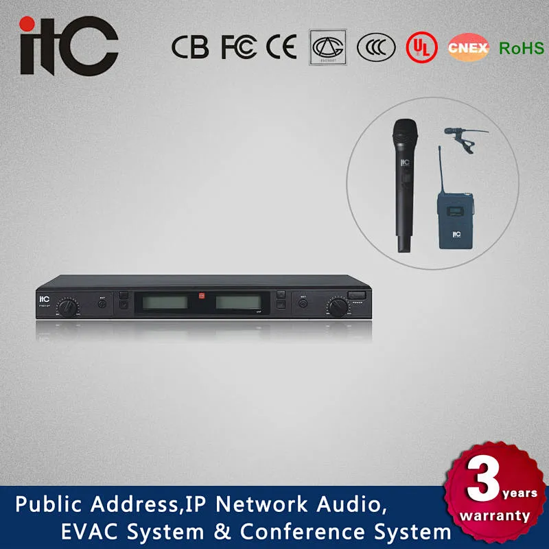 ITC UHF Double True Diversity Reception Classroom Sound System Handheld Microphone