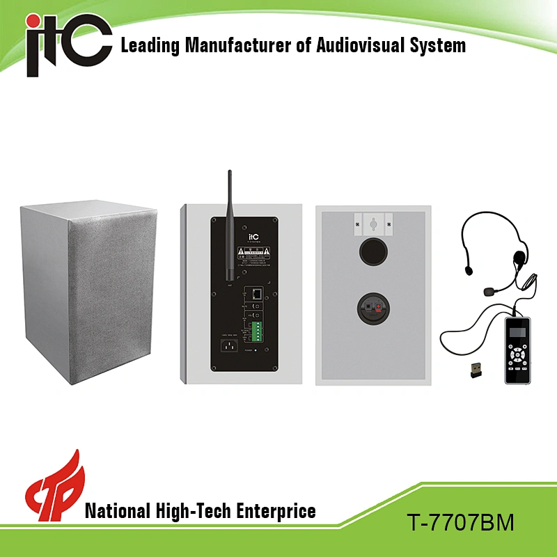 ITC T-7707BM 20W 8ohm Internal TF Card Recording IP PoE Speaker with Wireless Mic