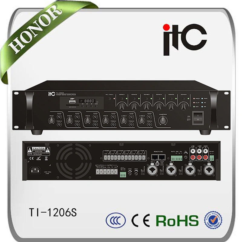 TI-1206S 120W RMS 6 Zones Mixer Amplifier with Mp3