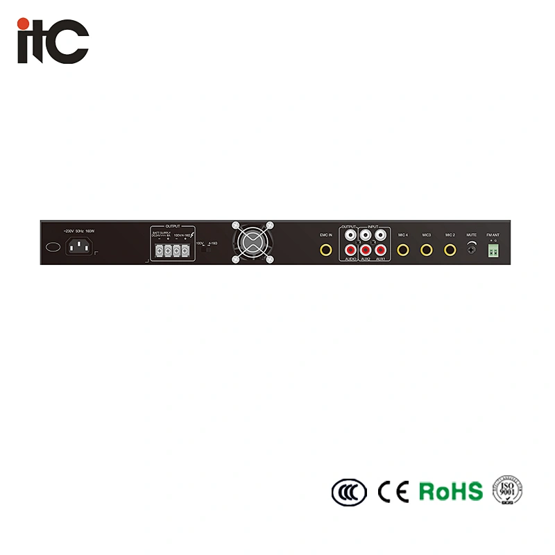 Professional Digital Mixer Power amplifier with MP3/Tuner/Bluetooth (Phone Jack Mic Input, with 24VDC)
