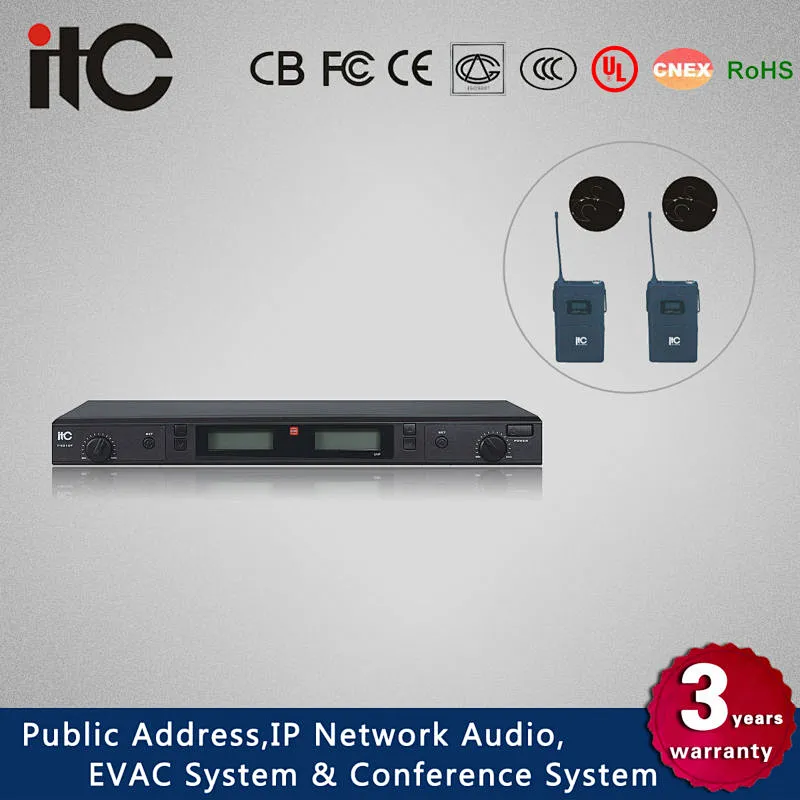 ITC UHF Double True Diversity Reception Classroom Sound System Handheld Microphone