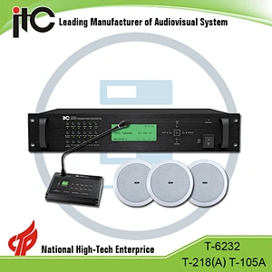 ITC T-6232 Series Economical Support Emergency Alarm Expandable 10 Zone PA Speaker System