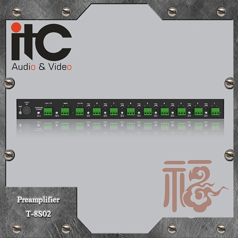 ITC T-8S02 8 Switchable Mic/Line Input 2 Output Phono Preamplifier Audio