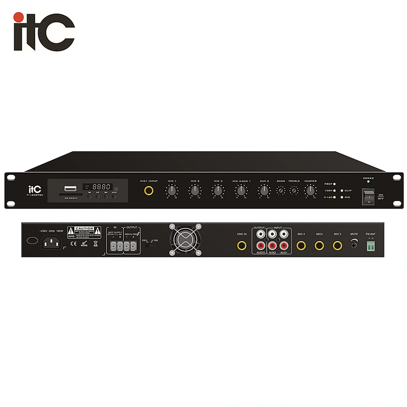 T-60DTBV DC 24V Available 60W Public Address Mixer Amplifier With MP3/Tuner/Bluetooth