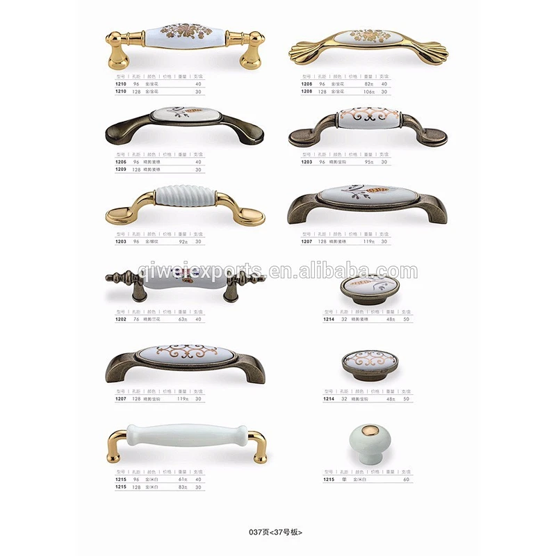 Luxurious European pottery furniture cabinet handles Lid stay support