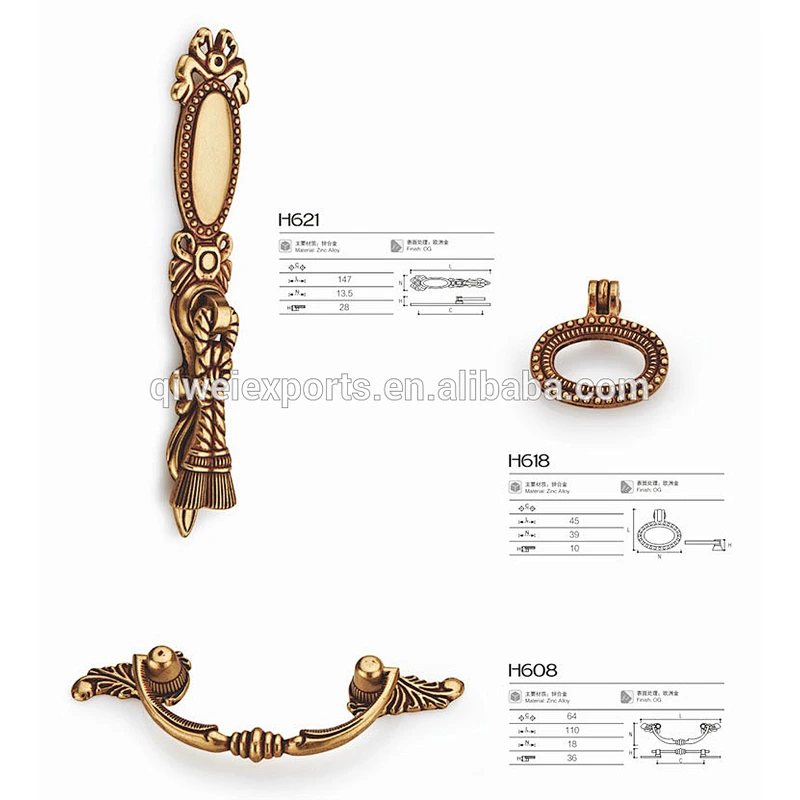 Zinc alloy Antique Metal Recessed Flush Cabinet Handle and knob