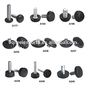 ABS black plastic materials round threaded adjustable feets