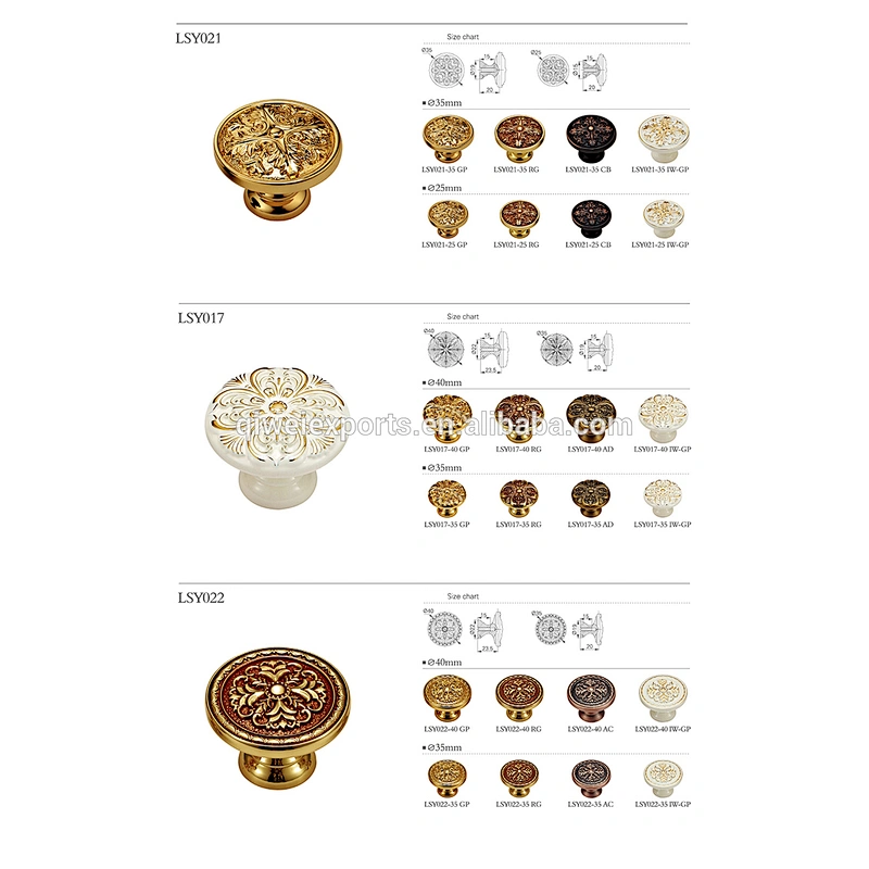 Luxurious European interior brass rosette door handles and knobs