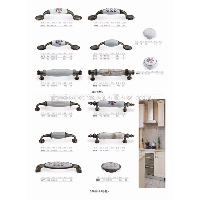 Decorative ceramic furniture handles for steel doors