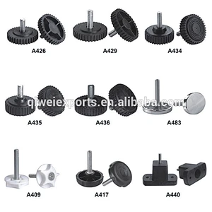 ABS black plastic materials round threaded adjustable feets