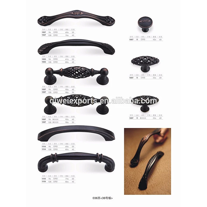 High-end Antique Wardrobe Drawer double sided door pull handle