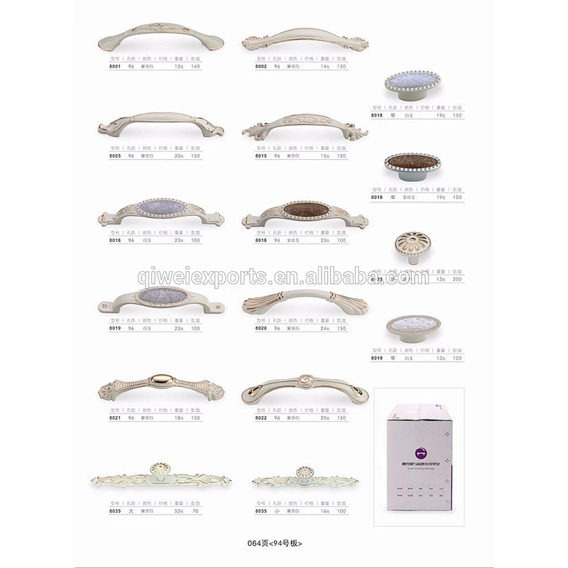 European style interior hollow wardrobe door window handle